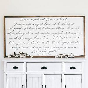 Love is Patient, Love is Kind | 1 Corinthians 13: 4-7 | Wooden Farmhouse Sign