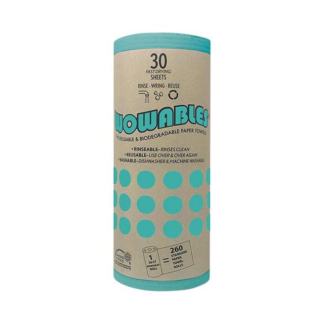 Wowables, The Reusable & Biodegradable Paper Towels, 30 Count Roll