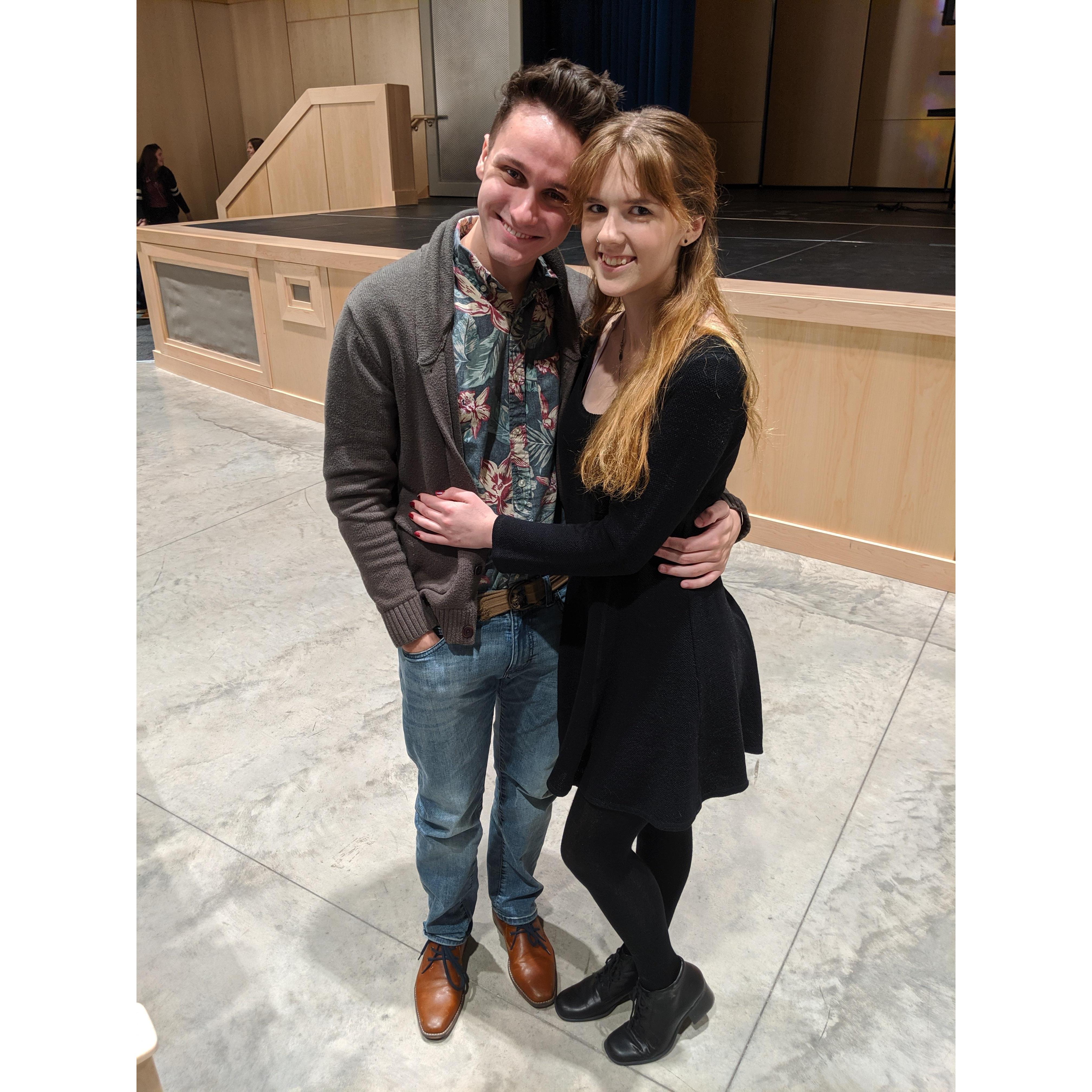 Melody and Joe after Melody's choir vignette singing a song she wrote for him <3