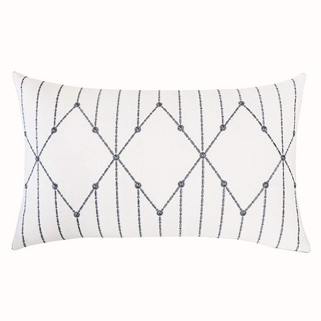 SLOW COW Cotton Linen Embroidery Rectangular Pillow Cover Cushion Cover Decorative Lumbar Throw Pillow Cover for Couch Sofa 12 x 20 Inches Dark Gray