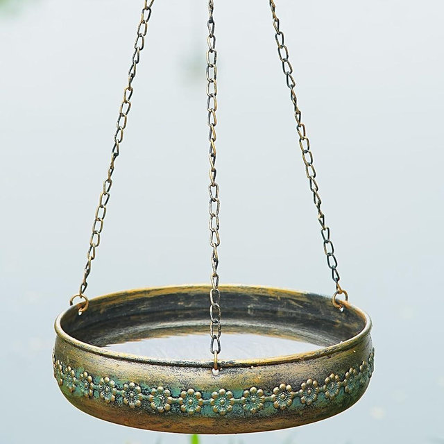 Hanging Bird Baths for Outdoors, Outdoor Metal Bird Bath Hainging Birdfeeder,Back Yard,Deck,Patio Garden Decor