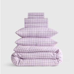 Deluxe Linen Duvet Bundle | Quince in Lavender Gingham