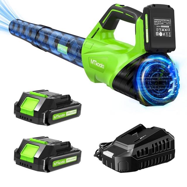 2025 Upgrade Leaf Blower, Leaf Blower Cordless with 2*2.6AH Batteries and Fast Charger, 450CFM &150MPH and 2 Speed Mode, Lightweight Electric Leaf Blowers for Lawn,Yard, Leaves, Dust,Snow Care(Green)