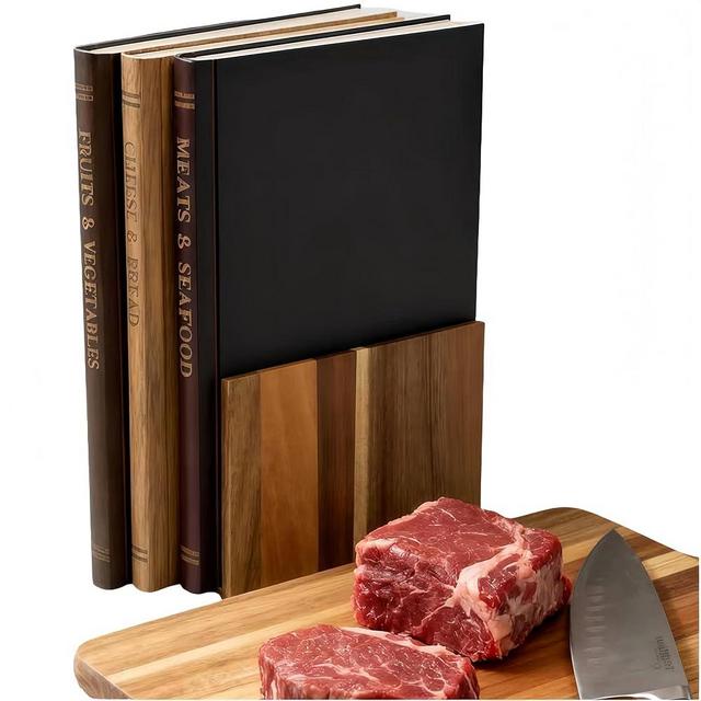Wooden Cutting Boards for Kitchen, 3-Piece Acacia Wood Cutting Board Set with Stand, Cutting Board That Looks Like Books for Vegetables, Cheese, Bread & Meat, Decorative Chopping Board Gift Set