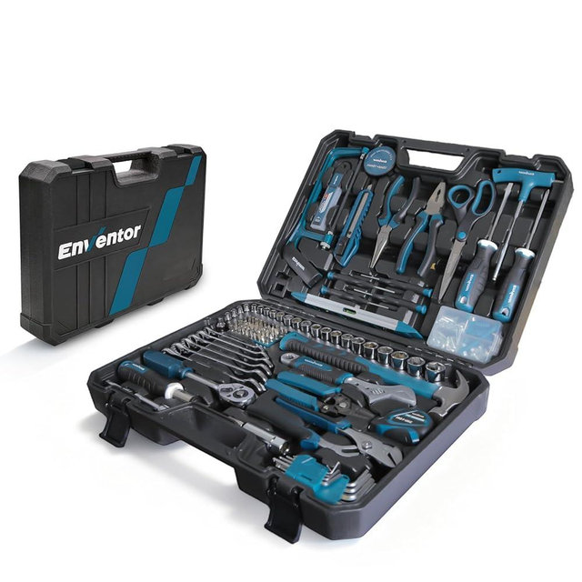 Enventor Tool Set, 220-Piece Home Tool Kit with Toolbox, Wrench and Hand Tools for Home Repairs, Auto Maintenance, DIY & General Use,Household Repair Tools for Men & Women, Blue