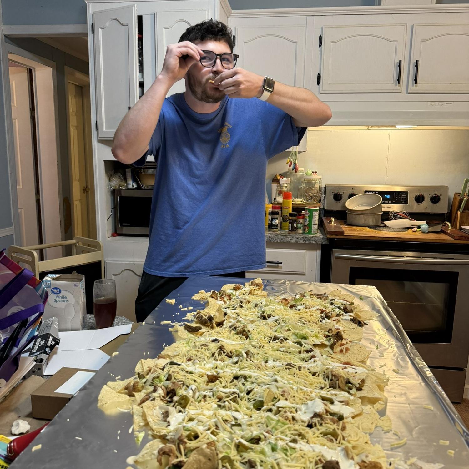 A personality picture. He came to his first of many nacho nights with my best friend and master chef, Claudia.