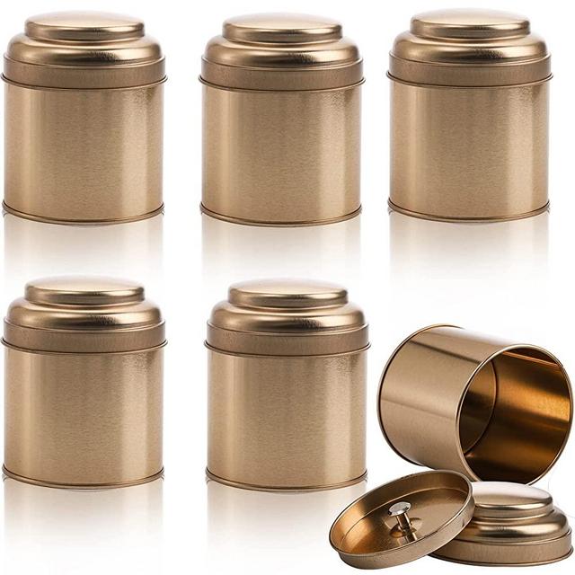 Lawei 6 Pack Tea Tins Canister with Airtight Double Lids, Mini Tea Storage Containers Round Tin Can Box for Storage Tea Coffee Sugar Loose Leaf
