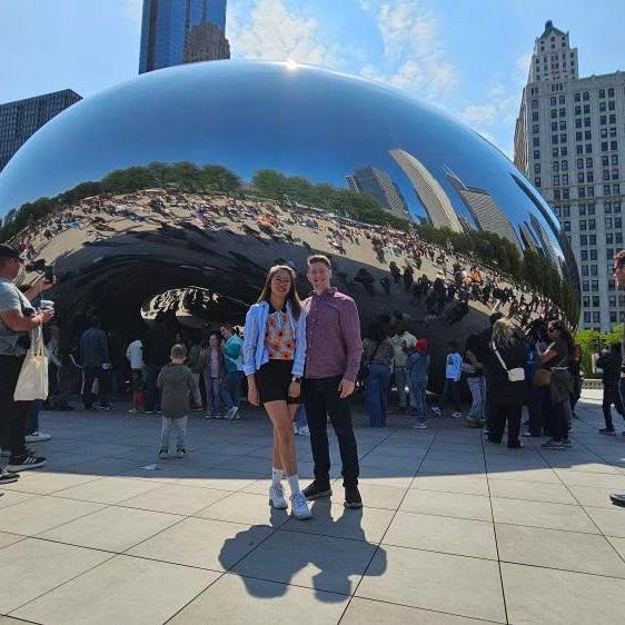 Jake want to take picture of the BEAN, and Maggie said it was crowded. So we compromised