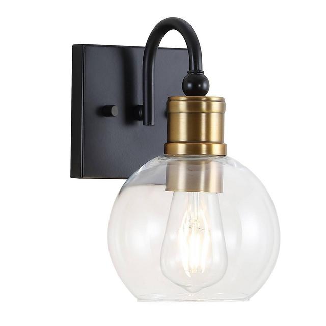 5.88" 1-Light LED Iron/Glass Marais Rustic Wall Light Black/Gold - JONATHAN Y