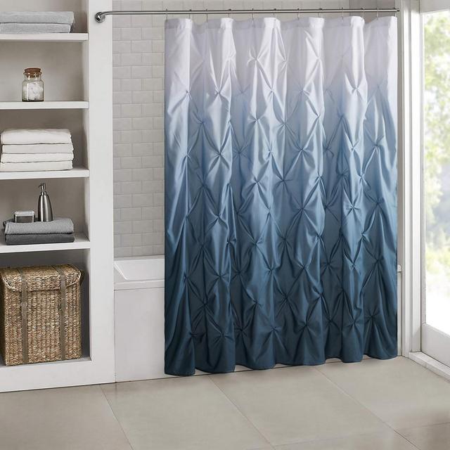 Loralie Ombre Pintuck Fabric Shower Curtain 72"x72" by Sweet Home Collection® - TEAL