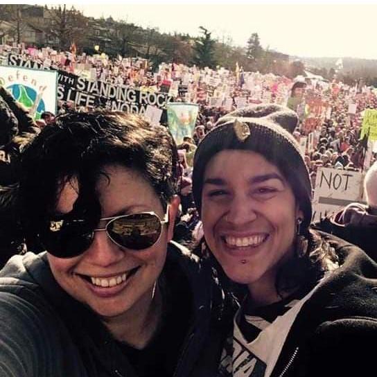 Women's march. Maria did her own version of a pussy hat.