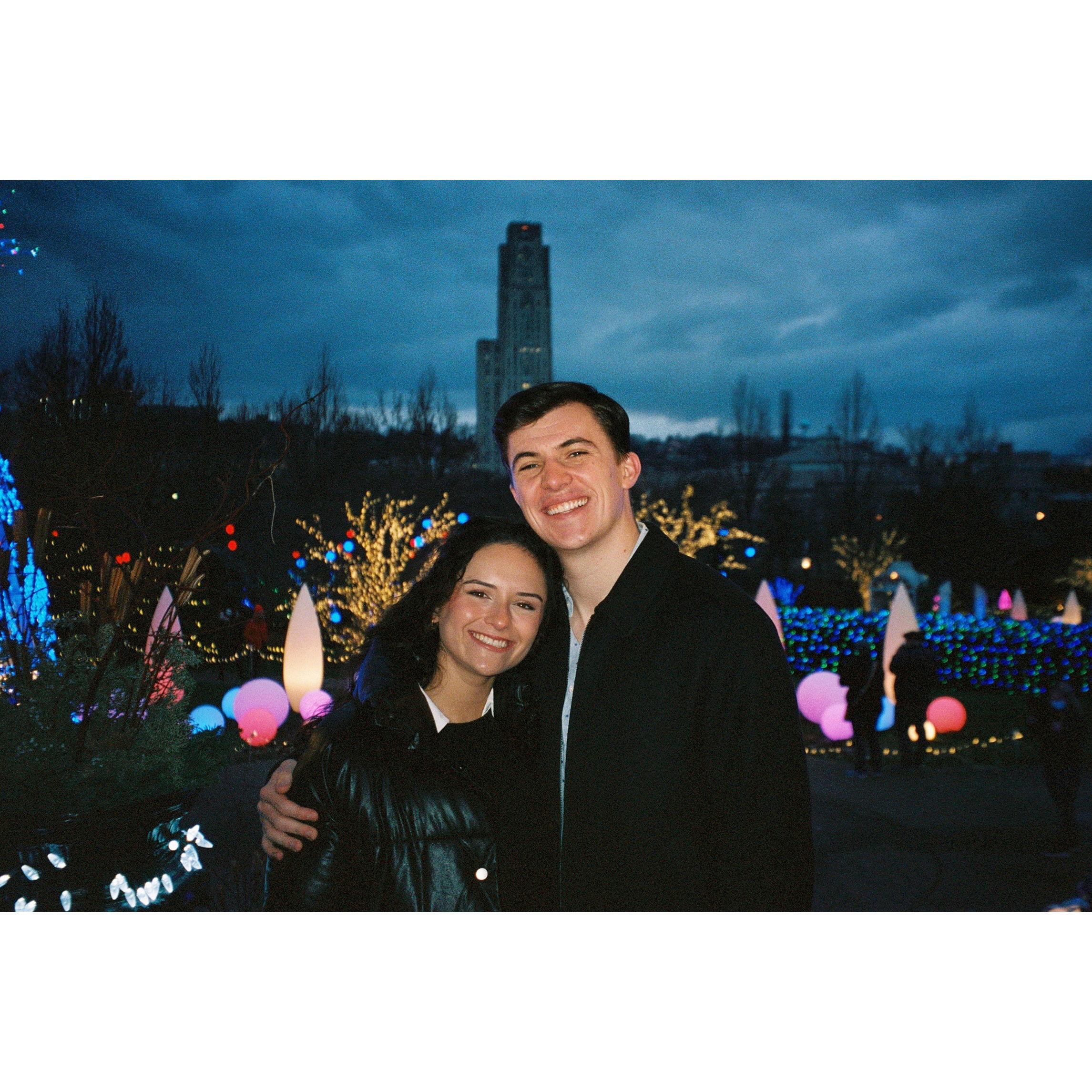 Juliana and James in Pittsburgh during the holidays at Phipps Conservatory, when James was performing last Christmas.