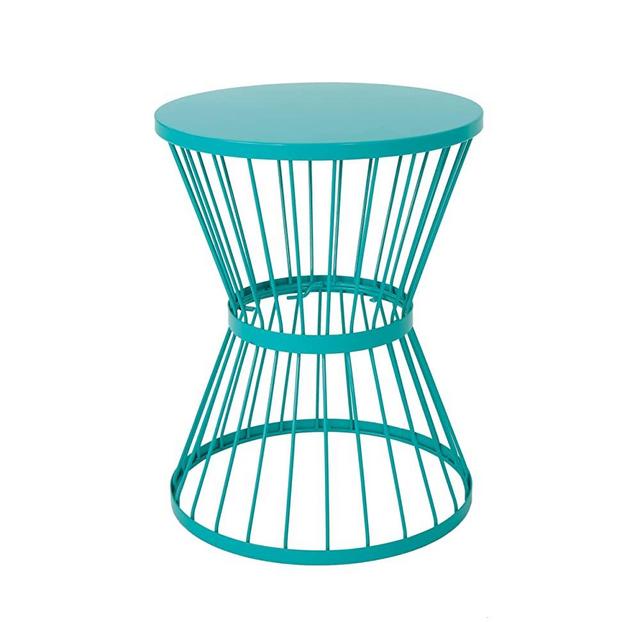 Christopher Knight Home 304132 Lassen Fern Outdoor 16 Inch Matte Teal Iron Side Table