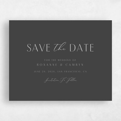 Dark Charcoal, Grey Wedding Save the Date - Paloma Landscape