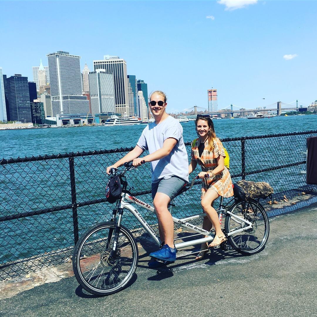 Tandem biking Governors Island, one of our favorite summer spots