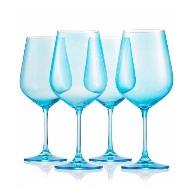 Godinger Sheer Blue Stemmed Wine Glasses, Set of 4