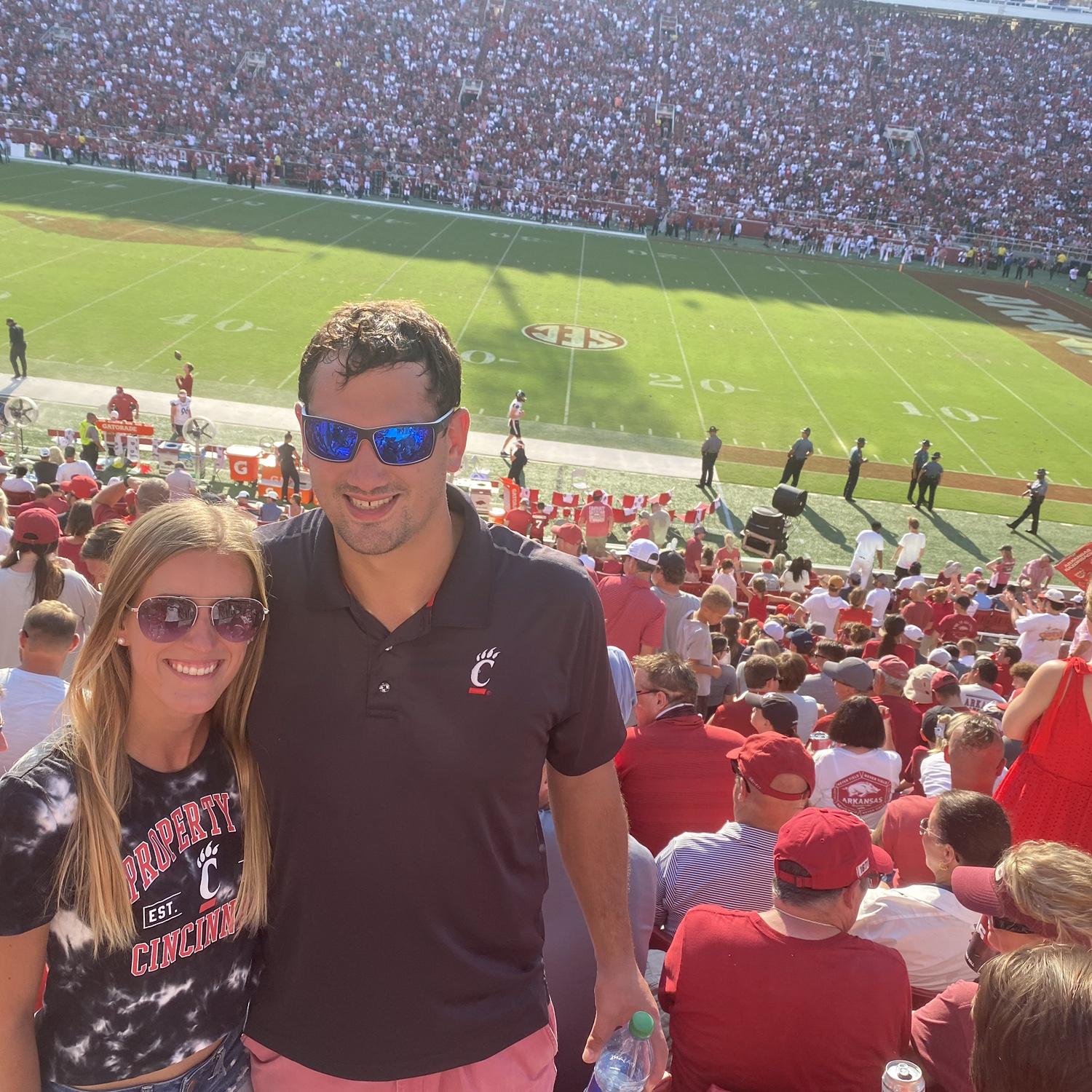 Our first trip together! We went to Arkansas to cheer on Bens Bearcats :)