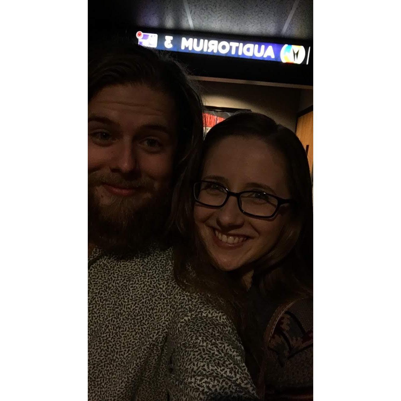 Movie night! Kaitlin always puts up with my silly shenanigans, including my suggestion to stop at the neighboring Audi dealer while we killed time before our show. (February 2019)