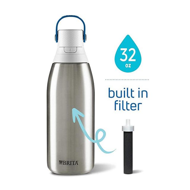 Brita Stainless Steel Insulated Water Bottle with Filter, 32 oz