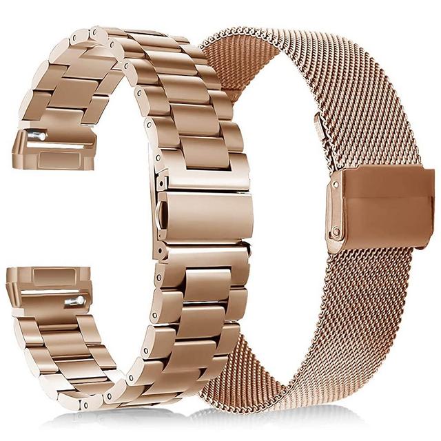 KOREDA Compatible with Fitbit Versa 3/Fitbit Sense Bands Sets for Women Men, Stainless Steel Metal Band + Mesh Loop Replacement Bracelet Wristband Strap for Fitbit Versa 3/Sense Smartwatch