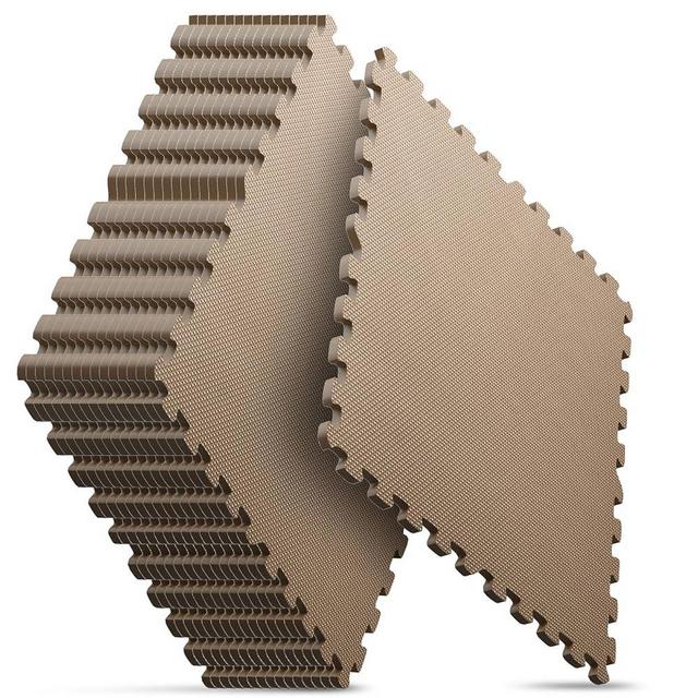Home Gym Mat, Puzzle Exercise Mat, EVA Interlocking Foam Floor Tiles for Home Workout Equipment and Kids' Play Areas - Blue, 24 in x 24 in x ½ in - (Brown, 16 Pack(64 SQ FT))