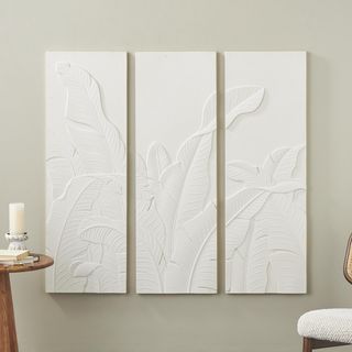 3-Piece Leaf Dimensional Relief Wall Decor Set