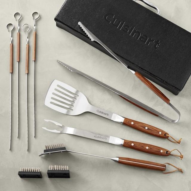 Cuisinart Premium Wood-Handled Grill Tools, 10 Piece Set