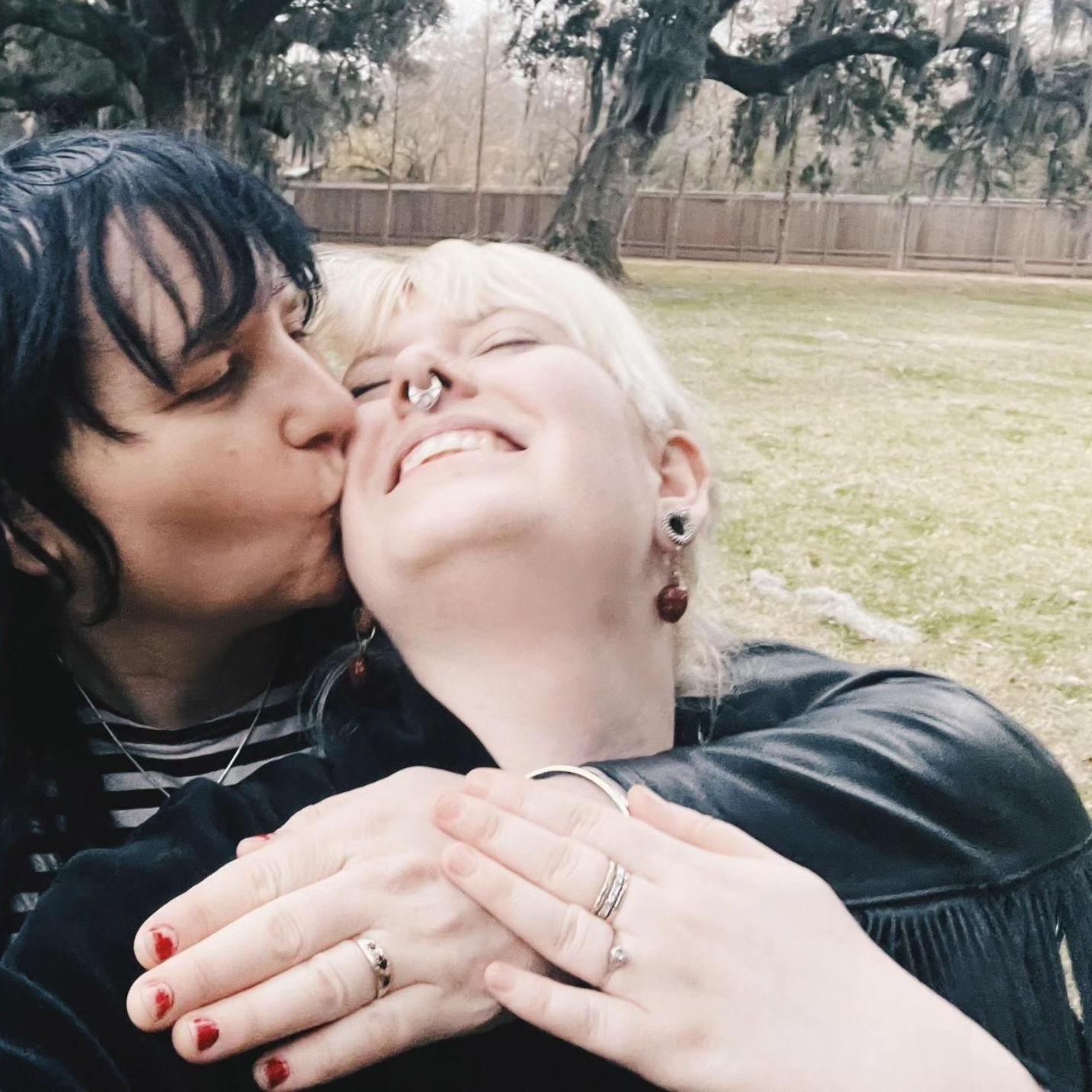 Newly engaged at Audubon Park in New Orleans under the Tree of Life January 15th 2024