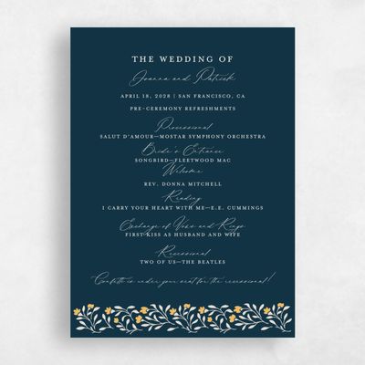 Deepest Teal, Blue Wedding Program - Sabine