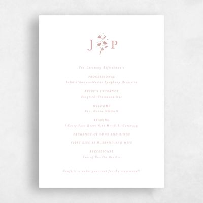 Dusty Rose, Pink Wedding Program - Regal Letterpress