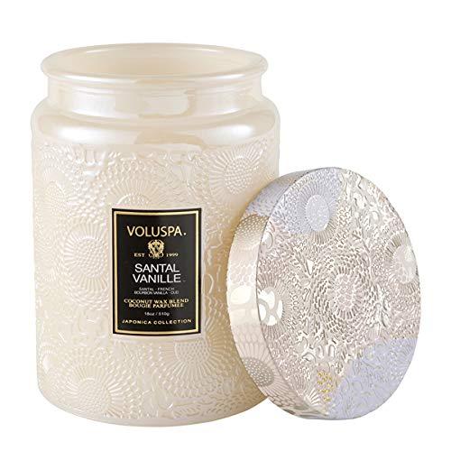 Voluspa Santal Vanille Large Glass Jar Candle, 18 Oz, All Natural Wicks and Coconut Wax for a Clean Burn