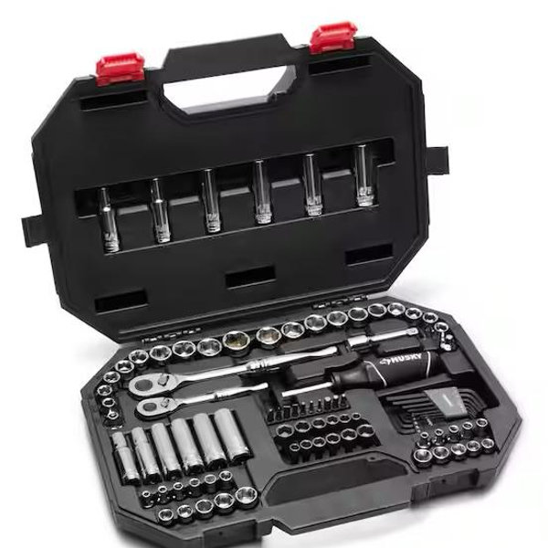 Husky 94-Piece SAE/Metric Mechanics Tool Set for 1/4 in. and 3/8 in. Drive with Case H94MTS