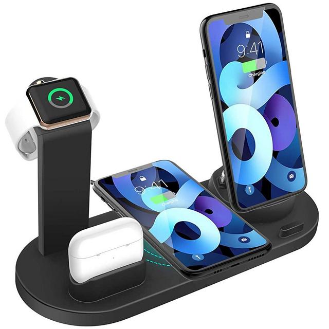 Wireless Charger 4 in 1 Charging Dock for iWatch and Airpods Pro Charging Station Charging Stand for iPhone 12/12 Mini/11 Pro Max/SE/X/XR/Xs Max 8/8 Plus,for Samsung Galaxy Series Phone