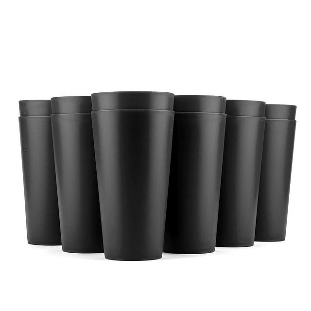 KX-WARE 32-ounce Plastic Tumblers Large Drinking Glasses, set of 12 Black