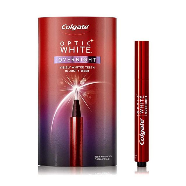 Colgate Optic White Overnight Teeth, Gentle Teeth Stain Remover to Whiten Teeth, 3% Hydrogen Peroxide Gel Whitening Pen 0.08 Fl Oz 1 Count