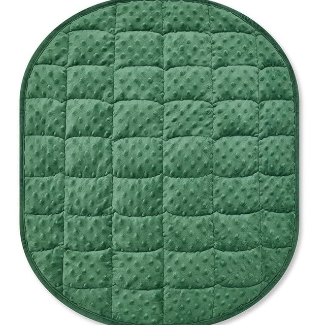 TONGDADA Weighted Lap Blanket 7lbs for Adult,Perfect for Relaxation, Lounging, Napping, Sleeping & Travel,Luxury Minky Weighted Body Blanket,Weighted Throw Blanket-Dark Green Minky Dot, 29" x 24"