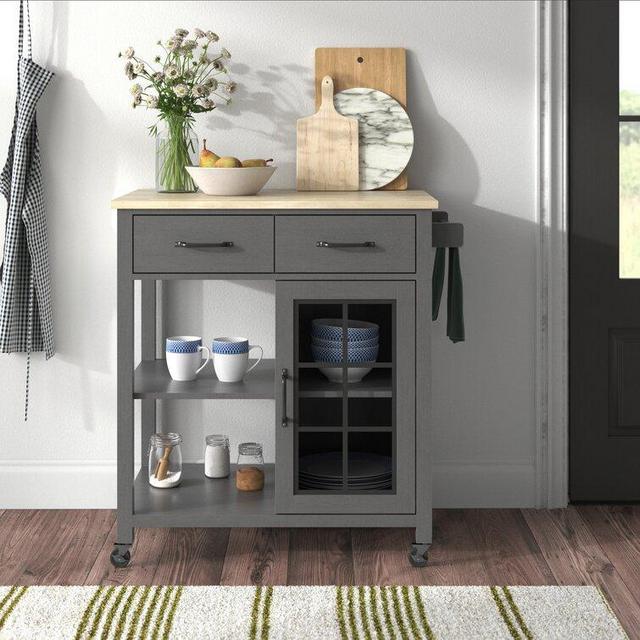 Amata 32'' Wide Rolling Kitchen Cart, Antique Gray