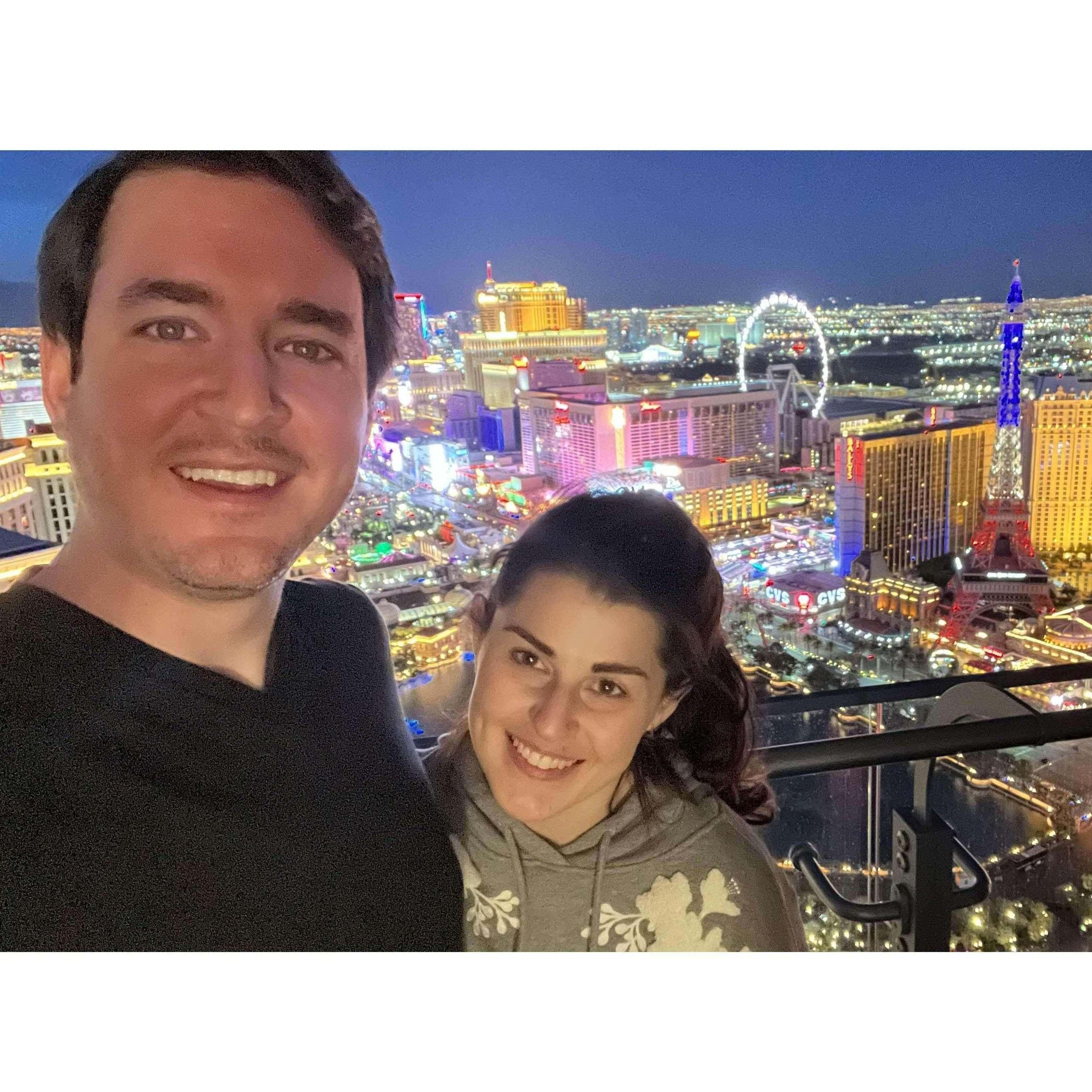 On the patio of our room at The Cosmopolitan in Vegas