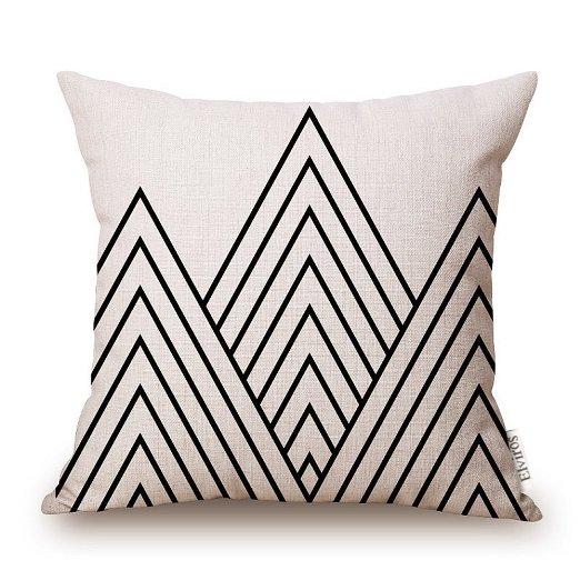 Elviros Linen Cotton Blend Decorative Geometric Design Zippered Throw Pillow Cover 18x18''