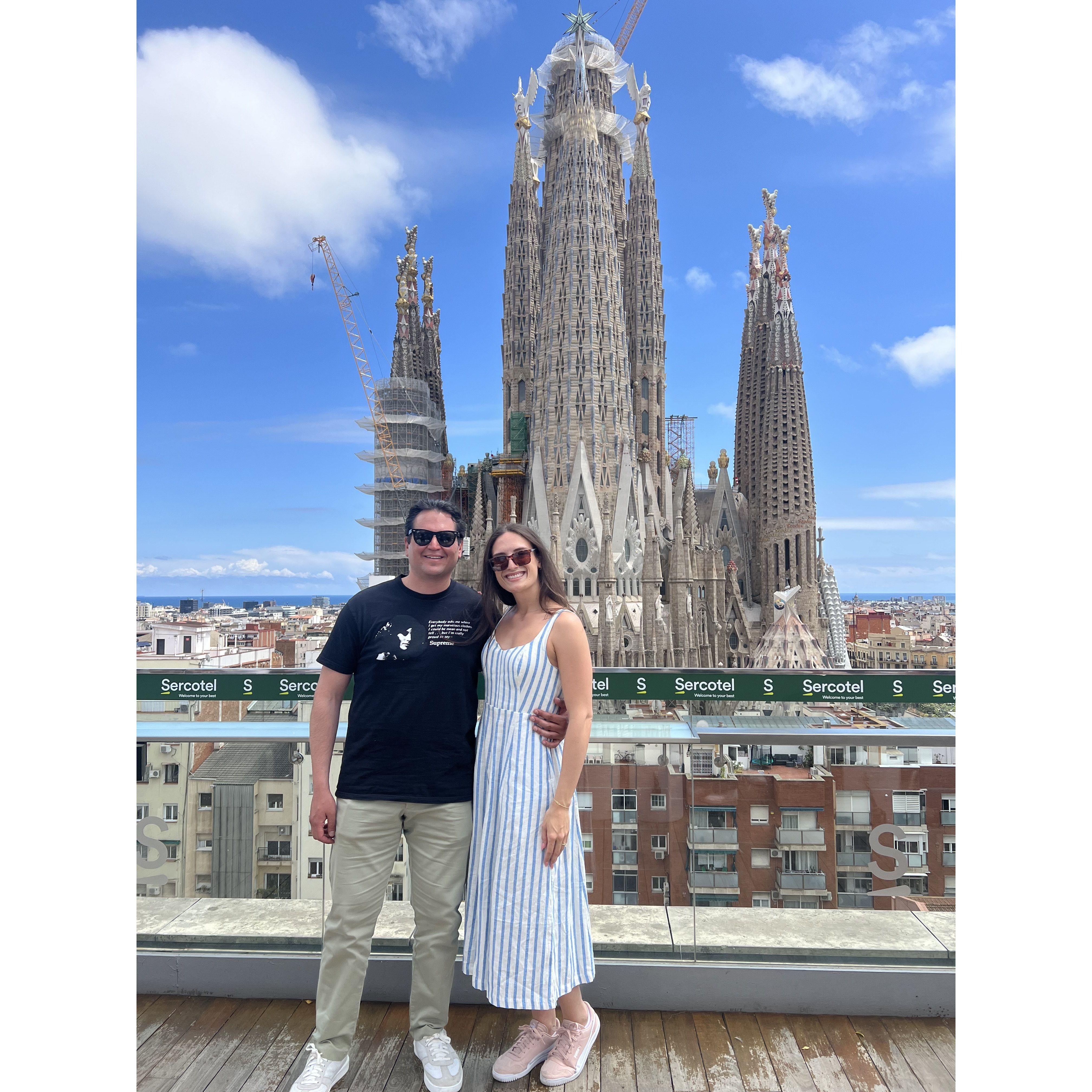 Rooftop bar in Barcelona, overlooking The Sagrada Familia | May 2025