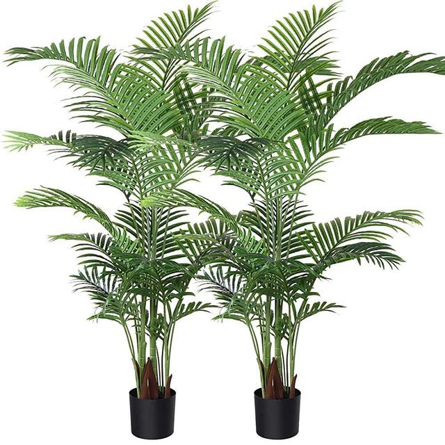 Fopamtri Artificial Areca Palm Plant 5 Feet Fake Palm Tree with 17 Trunks Faux Tree for Indoor Outdoor Modern Decoration Feaux Dypsis Lutescens Plants in Pot for Home Office Housewarming Gift