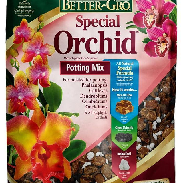 Better-Gro Special Orchid Mix - Premium Grade Orchid Bark Potting Mix for Potting, Repotting, Enhanced Drainage, Air Flow & Root Ventilation, Ideal for Phalaenopsis, Cattleyas, Dendrobiums - 4 Quarts
