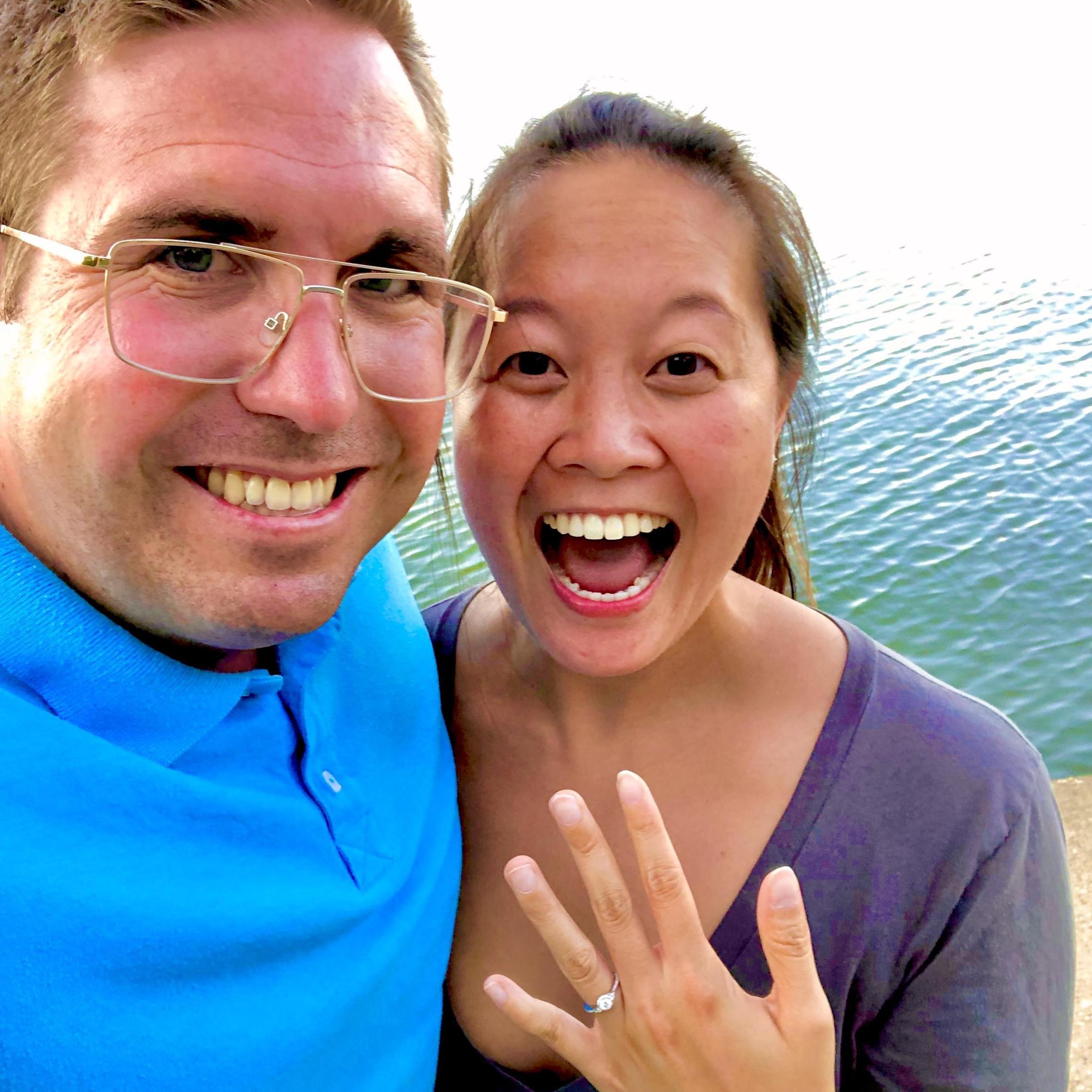 This was taken about 5 minutes after Rio popped the question and Jenn said "yes!!"