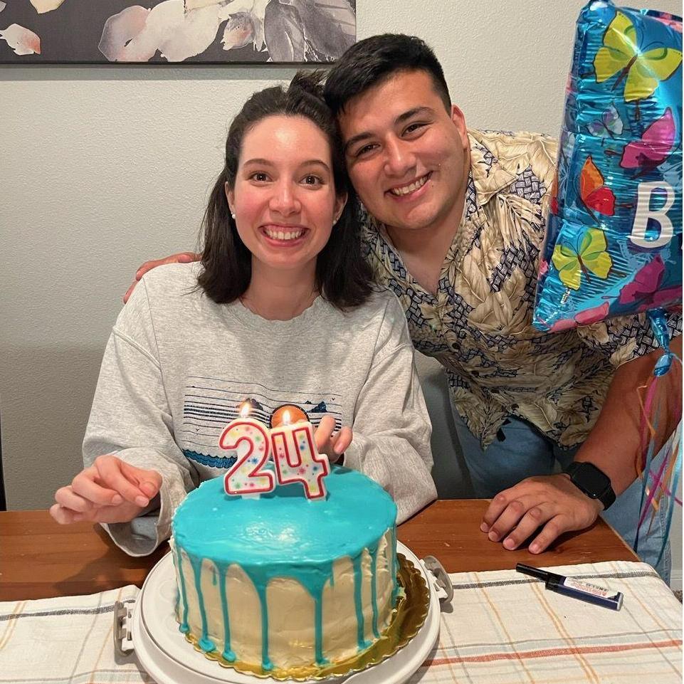 Caleb surprised me in Galveston on my 24th birthday with a homemade birthday cake that he spent hours making in College Station the night before!