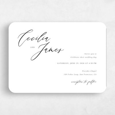 Black Rounded Wedding Invitation - Seville Landscape Letterpress