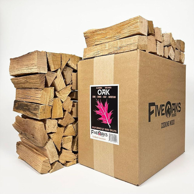 FiveOaks Firewood Pizza Oven Wood Kiln Dried Mini Split Oak 8" inch Long Pizza Wood for Cooking, Grilling or Smoking 1,248 cu. in. of Oak Wood for Mini Wood Stove Cooking Wood, Smoking Wood