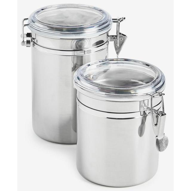Arch Studio Stainless Steel Clamp-Lid Canisters, Set of 2, Exclusively at Macy's
