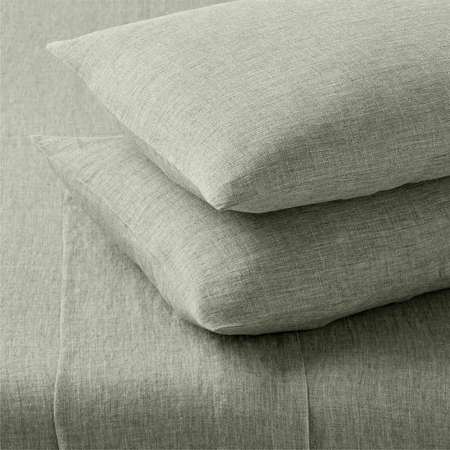 Premier Sage Green EUROPEAN FLAX™-Certified Heathered Linen King Sheet Set