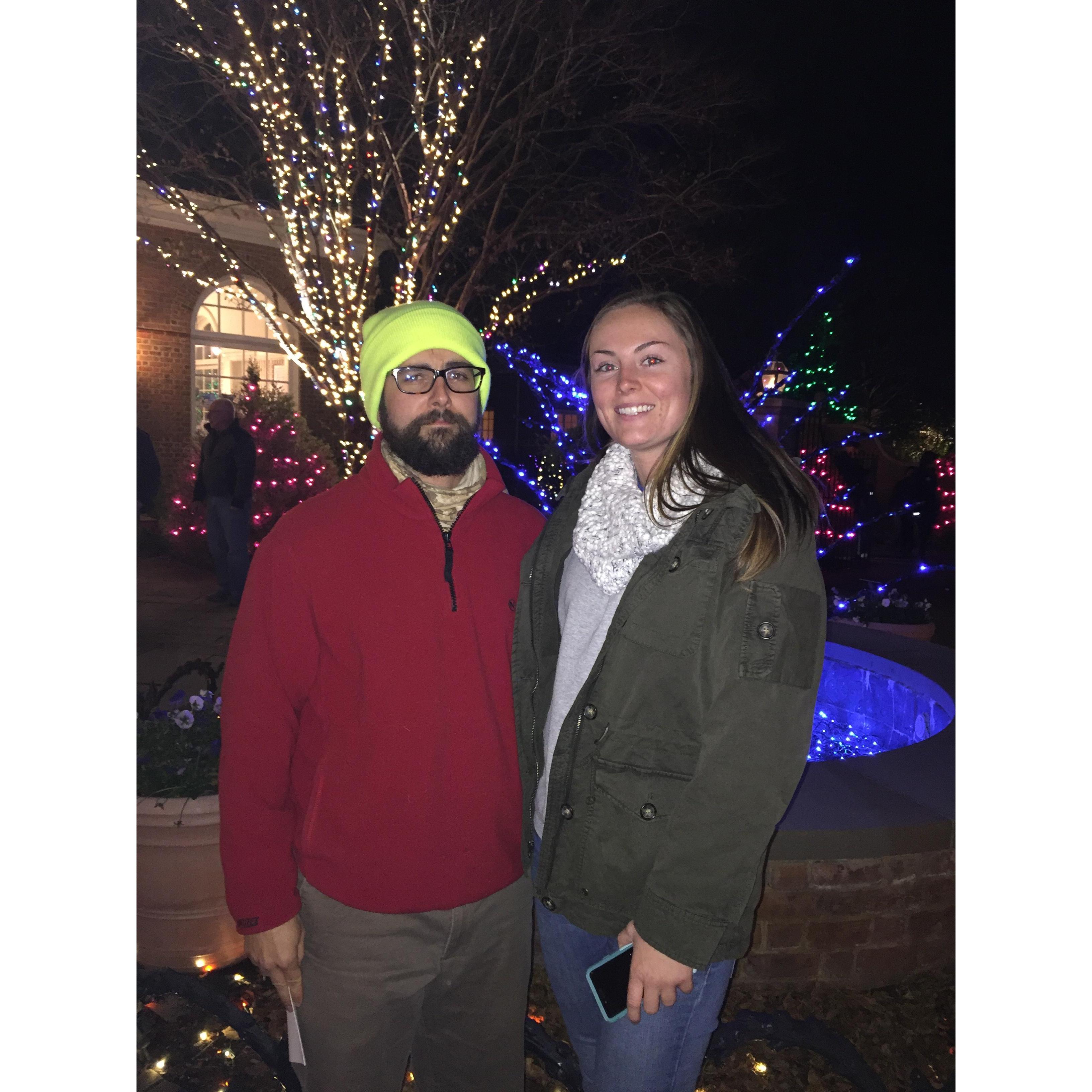 Seeing the Christmas lights at Lewis Ginter Botanical Gardens in Richmond, VA on December 2, 2016.