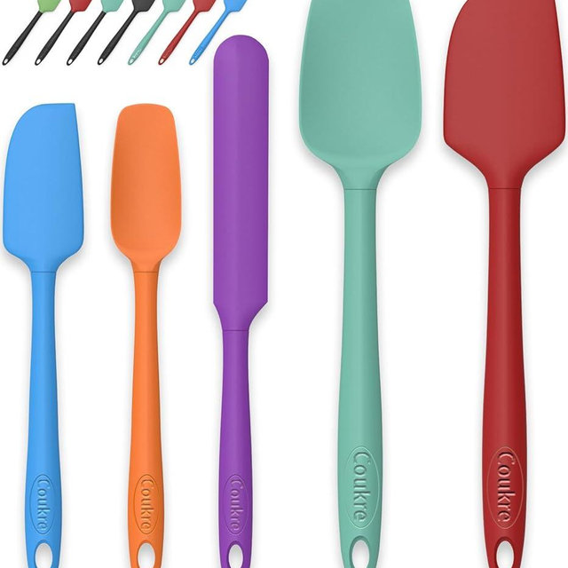 Coukre Silicone Spatula Set of 5,High Temperature Resistant, Food Grade Silicone, Dishwasher Safe, for Baking, Cooking (Colorful-2)